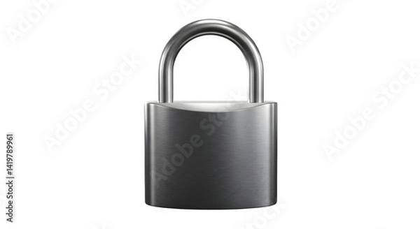 Obraz Isolated silver padlock on a black background showing security and protection png, jpeg, jpg, transparent background, white background.