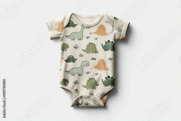 Fototapeta a baby onesie with a dino design - isolated product design on white background