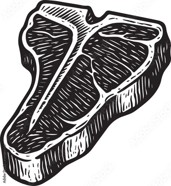 Fototapeta T-Bone steak meat vector illustration