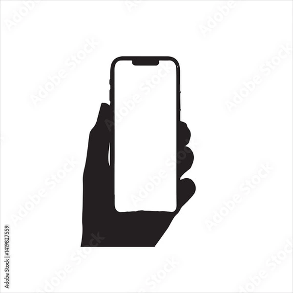 Fototapeta Black smart mobile phone with a blank digital display for advertising.