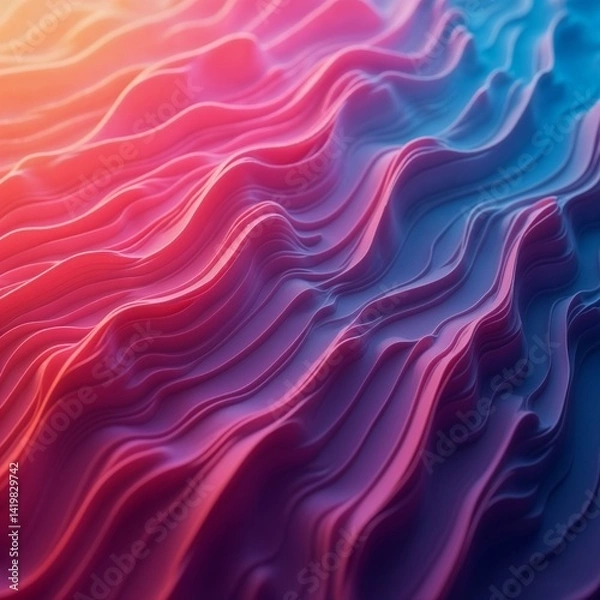 Fototapeta Vibrant, high-definition abstract backdrop featuring smooth, undulating gradient wave lines that seamlessly transition evoking a sense of futuristic motion and dynamic energy.