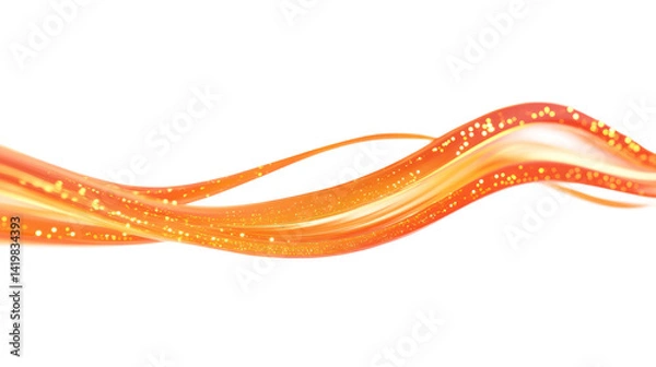 Fototapeta Yellow Light Trail Speed Lines with Motion Effect Isolated on Transparent Background