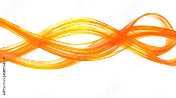 Fototapeta Yellow Light Trail Speed Lines with Motion Effect Isolated on Transparent Background