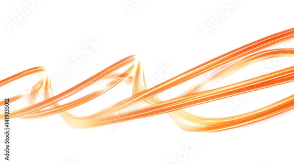 Fototapeta Yellow Light Trail Speed Lines with Motion Effect Isolated on Transparent Background