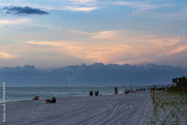 Obraz Sunsets Over Beaches, Palm Trees and Oceans