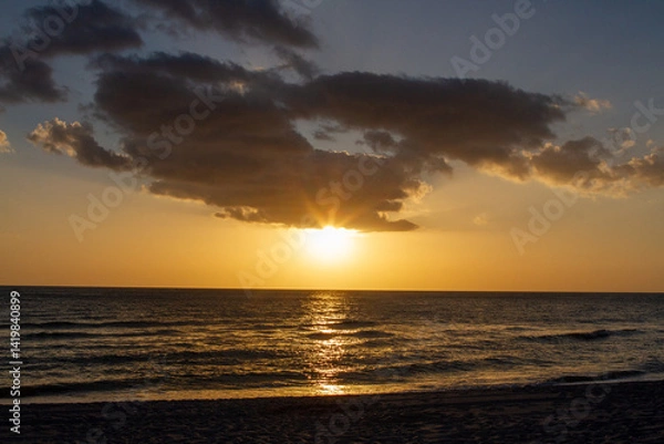 Obraz Sunsets Over Beaches, Palm Trees and Oceans