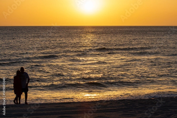Obraz Sunsets Over Beaches, Palm Trees and Oceans