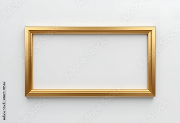 Obraz PNG gold rectangle frame isolated on white,BEAUTIFUL SHINY FRAME PNG. 