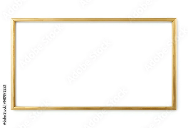Fototapeta PNG gold rectangle frame isolated on white,BEAUTIFUL SHINY FRAME PNG. 