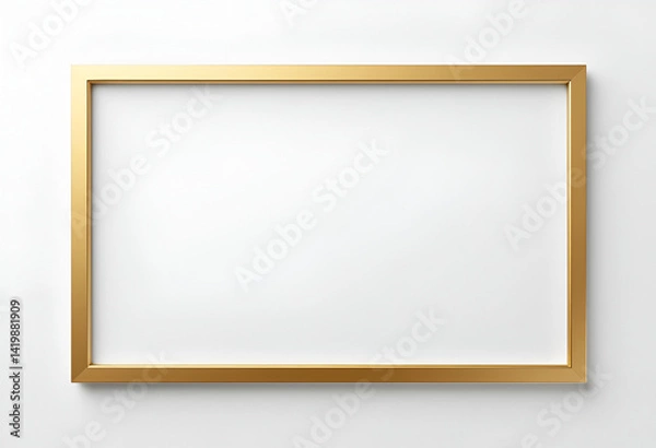 Fototapeta PNG gold rectangle frame isolated on white,BEAUTIFUL SHINY FRAME PNG. 