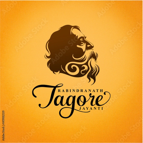 Fototapeta Rabindranath Tagore Jayanti Social Media Creative Solid Silhouette Design

