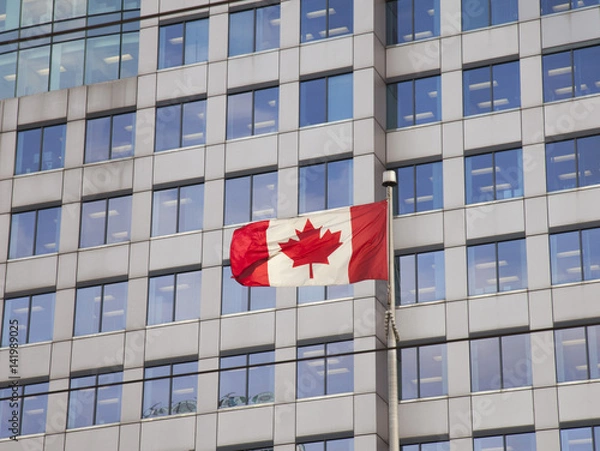 Obraz Canadian flag in city centre