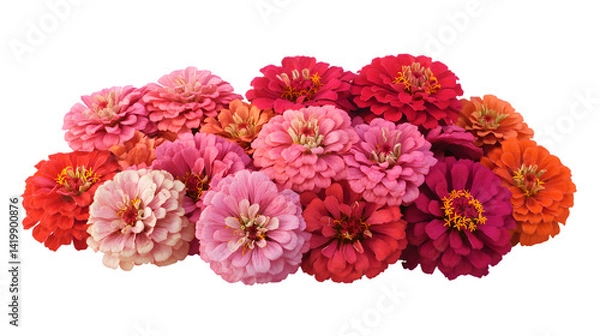 Obraz Vibrant Zinnia Flowers Bouquet in Pink, Red, and Orange