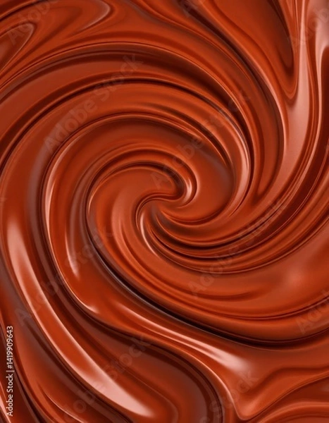 Fototapeta Swirling abstract chocolate patterns, rich brown hues, glossy texture, abstract art, brown background, texture