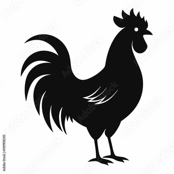 Fototapeta new rooster hen chicken silhouette vector icon on white background