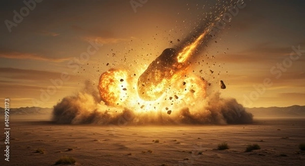 Obraz Massive Asteroid Impact Explosion on Earth
