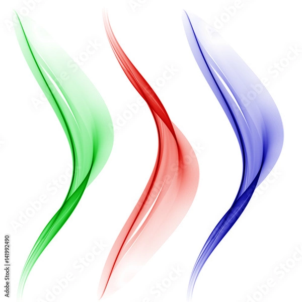 Fototapeta Abstract background with green and red and blue waves