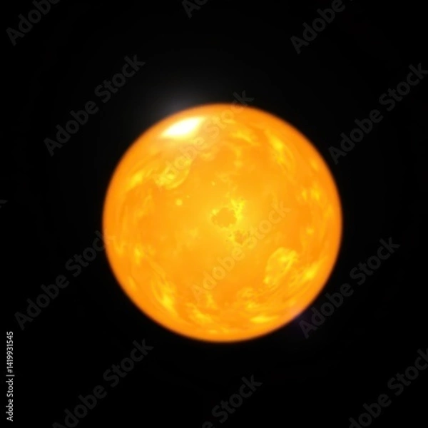 Fototapeta Close-up of a miniature sun, seemingly blown into a sphere, glowing softly, celestial, power, myth