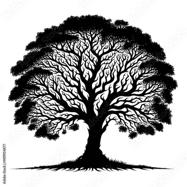 Obraz Stunning Tree Silhouette Vector Illustration