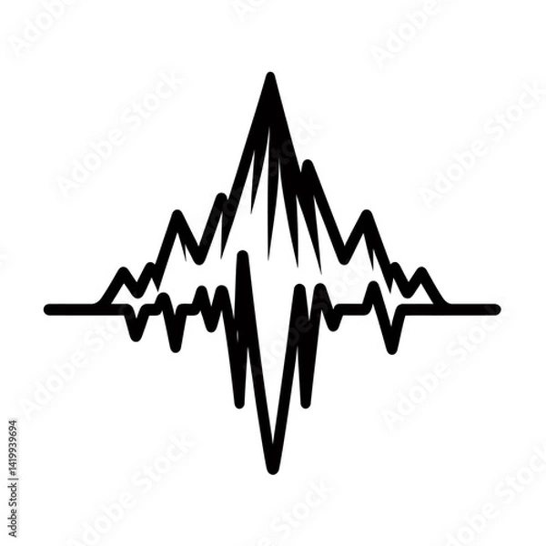 Obraz Pulse line forming a mountain silhouette black color logo on white background