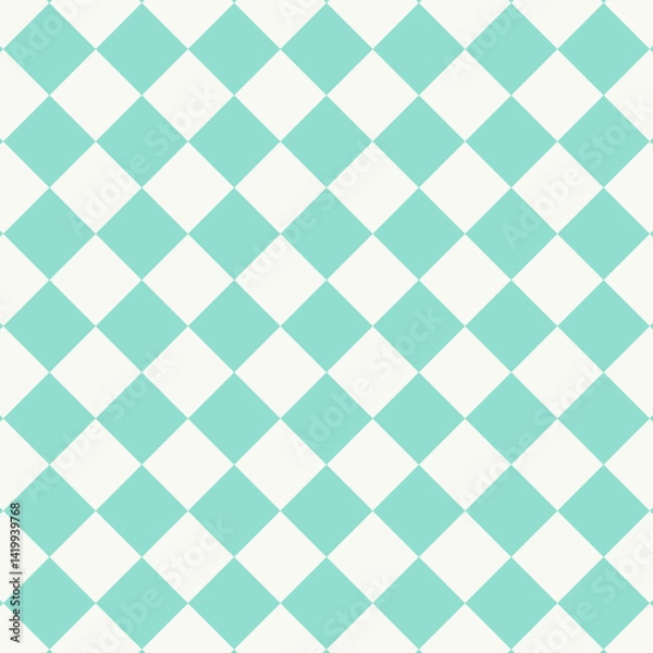 Fototapeta Checkered plaid repeat pattern in pastel green isolated on white background.Geometric gingham seamless pattern.Colorful abstract background with squares.Vector graphic wallpaper.