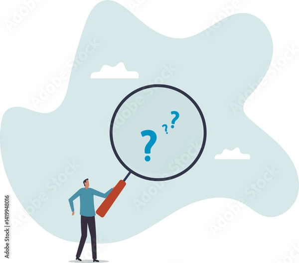 Fototapeta Problem and root cause analysis, research and leadership skill to find solution or answer for business problem.character for design.