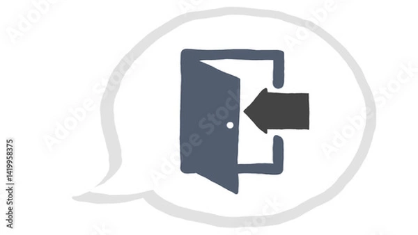 Fototapeta an open door with an arrow pointing inside, symbolizing opportunities, new beginnings, and exploration. Ideal for projects focused on growth, potential, and transition.