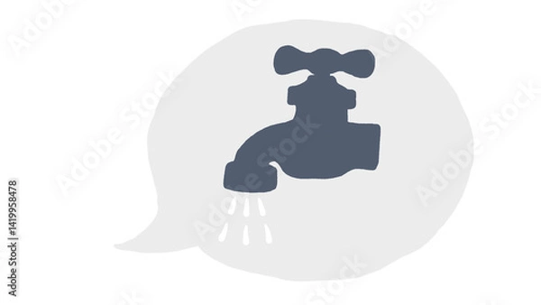Fototapeta Simple faucet icon in a speech bubble, perfect for water conservation, plumbing, asking for toilet or communication themes. Clean design, easily adaptable.