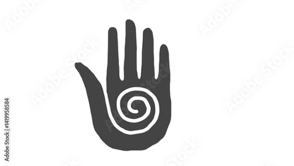 Fototapeta a hand with a spiral design, symbolizing protection, healing, new age, and spirituality. Ideal for wellness, mindfulness, and holistic themes in various creative projects.