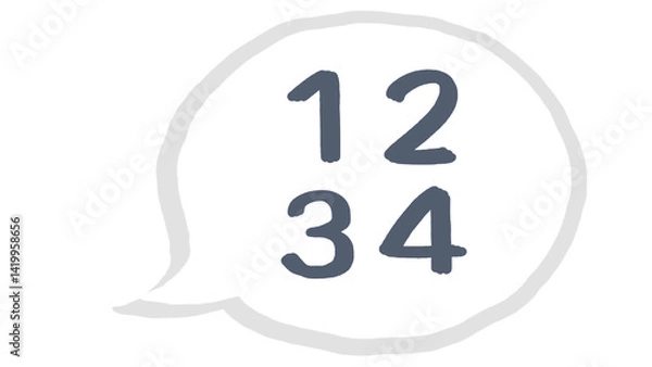 Fototapeta numbers in a speech bubble, ideal for educational materials, children's content, or any project focusing on learning and communication.