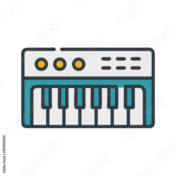 Fototapeta Synthesizer Icon Representing Electronic Keyboard for Digital Music Production and Performance