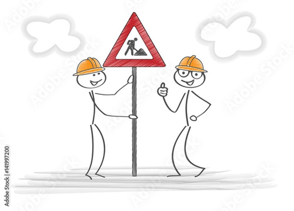 Obraz Strichmännchen / Baustelle / Vektor