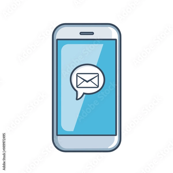 Obraz smartphone displaying message notification on a blue background  