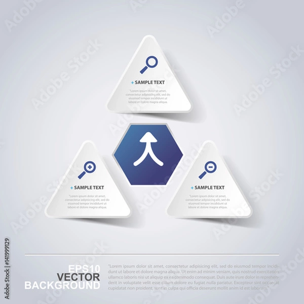 Fototapeta Minimal Paper Cut Infographics Design - Triangles and Hexagons