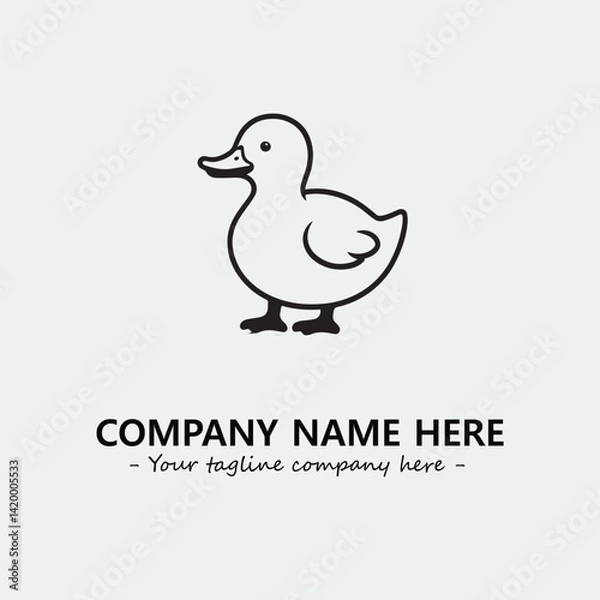 Obraz Duck illustration black and white for logo company vector image
