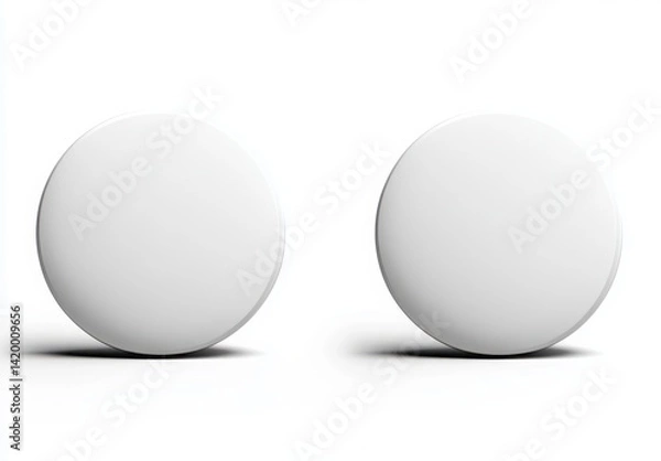 Obraz Two Plain Round Blank White Circles on a Simple White Background for Design and Marketing Applications