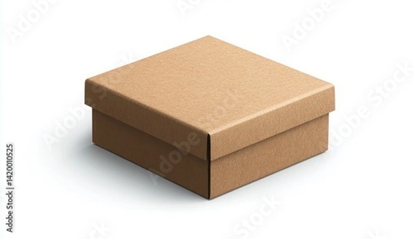 Obraz Simple Brown Cardboard Box with Lid for Versatile Packaging Solutions, Gift Wrapping, and Storage Needs