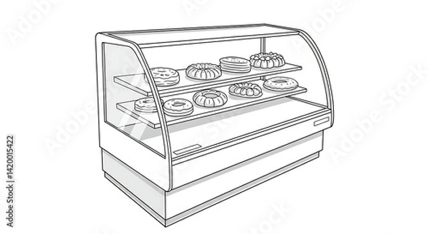 Obraz Dessert Display Case with Donut and Cake
