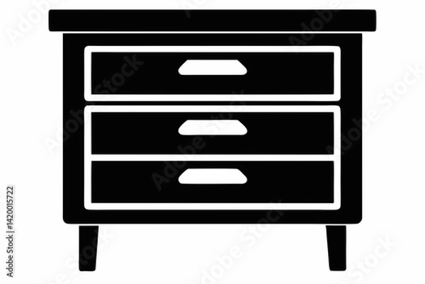Obraz Desk Drawer Unit Black Silhouette Vector Illustration