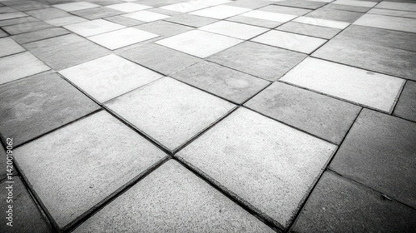 Fototapeta A tiled concrete floor with light and dark grey squares