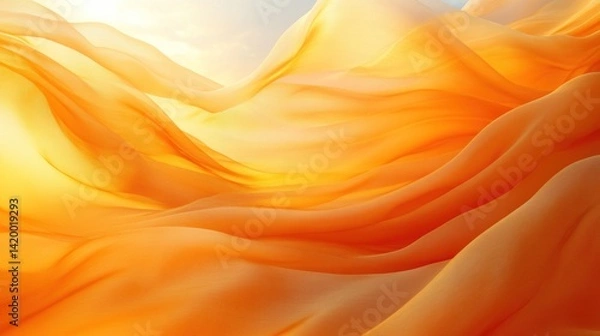 Obraz Vibrant orange fabric undulates softly in the warm sunset glow