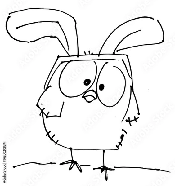 Fototapeta Chick dressed up like a easter bunny