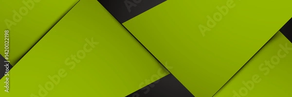Fototapeta Green and Black Abstract Geometric Background with Overlapping Layers