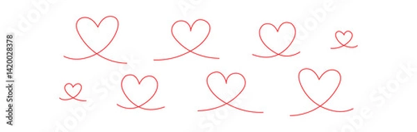 Fototapeta Hearts Shapes Icons, hand drawn love symbols, isolated vector clip art set
