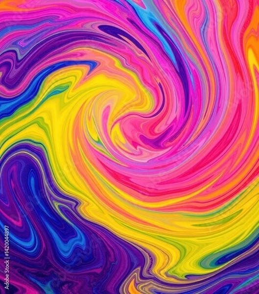 Fototapeta Swirling vibrant hues create a dynamic, textured abstract background, backdrop, illustration