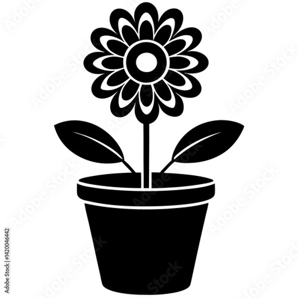Fototapeta flower pot icon vector silhouette illustration isolated on white background