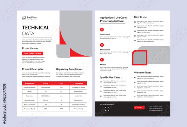 Fototapeta Technical Data Sheet