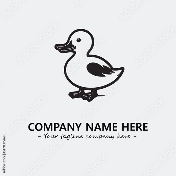 Fototapeta Duck illustration black and white for logo company vector image
