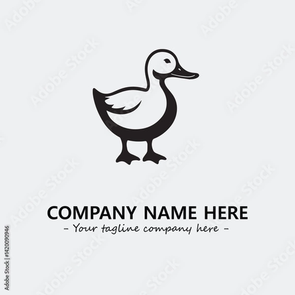 Fototapeta Duck illustration black and white for logo company vector image
