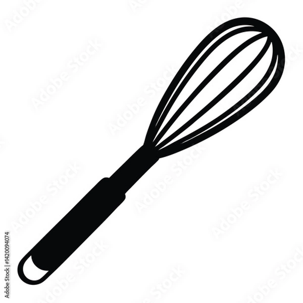 Obraz Isolated Black Vector whisk WIith White Background